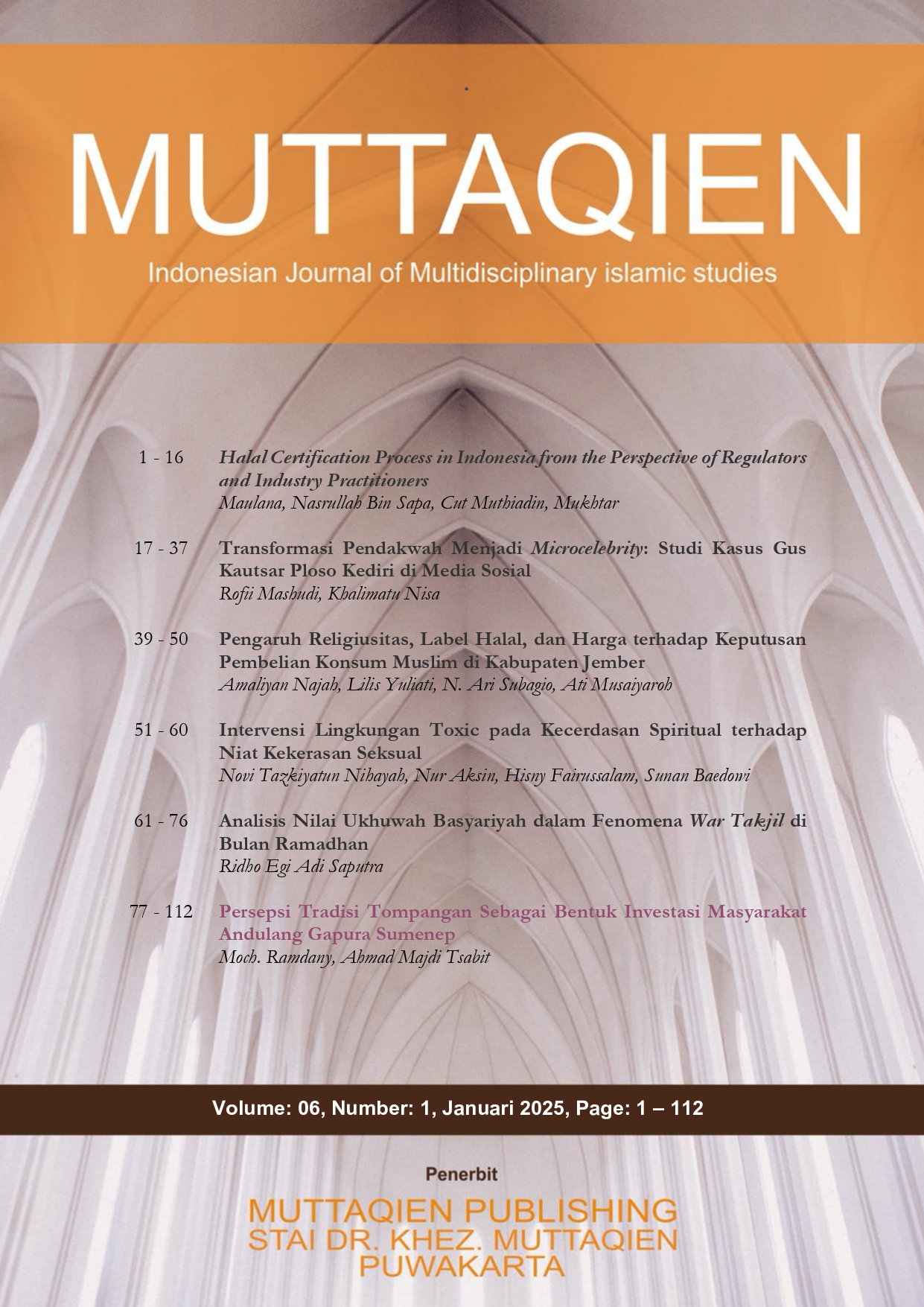 View Vol. 6 No. 1 (2025): Muttaqien; Indonesian Journal of Multidiciplinary Islamic Studies