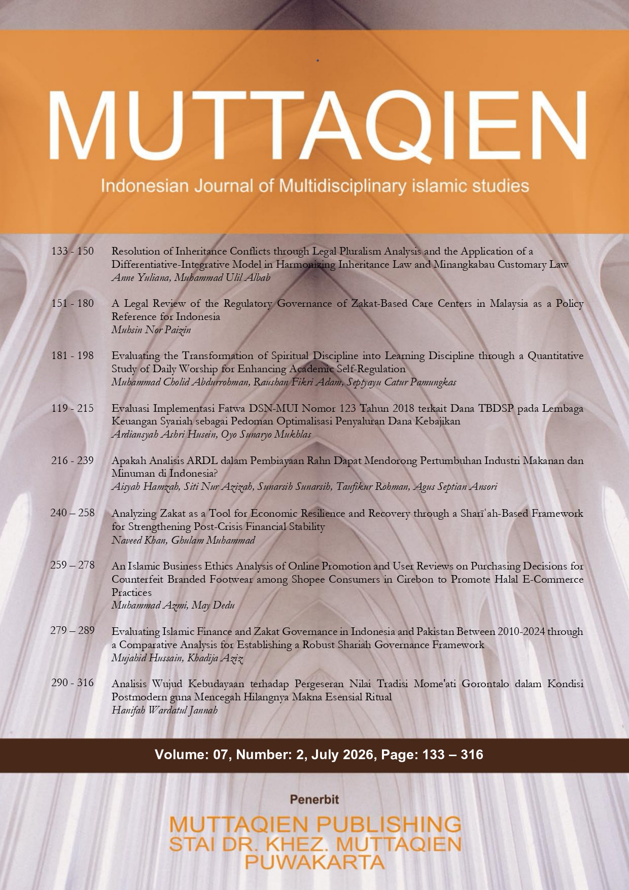 					View Vol. 7 No. 2 (2026): Muttaqien: Indonesian Journal of Multidisciplinary Islamic Studies
				